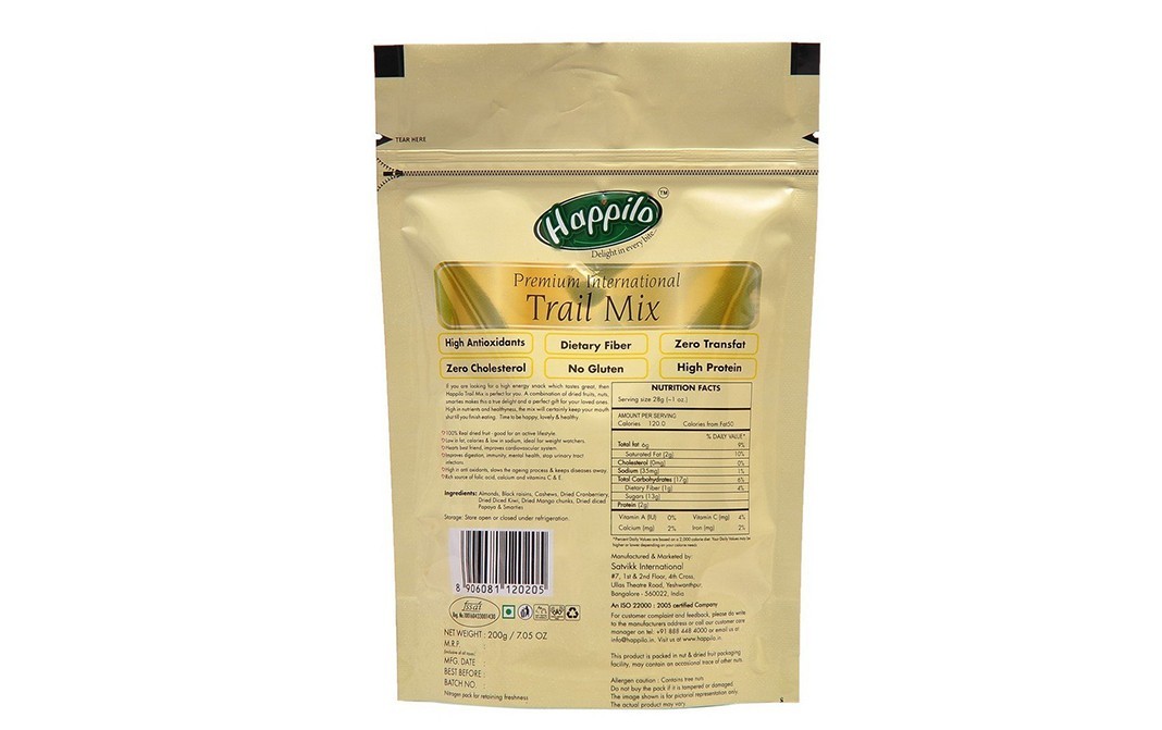 Happilo Premium International Trail Mix   Pack  200 grams
